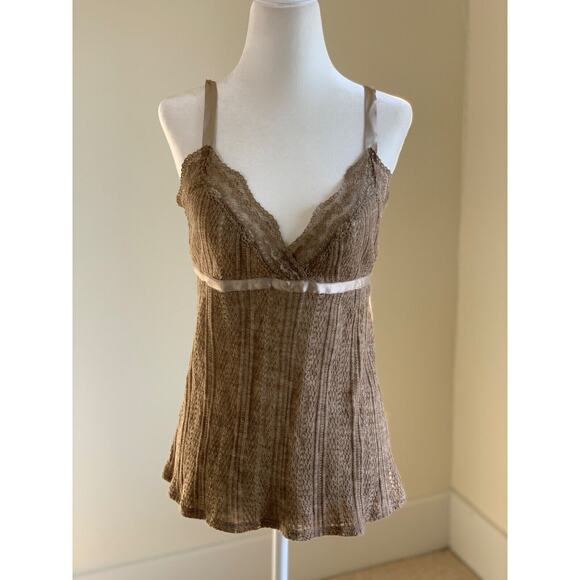 Only Hearts Tops - Y2K Only Hearts Lace Camisole Tank Top S Brown Coquette Whimsygoth Fairycore